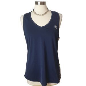 Fila Sport Womens Racerback Tank Top XL Navy Blue Logo Sporty Loose Sportswear